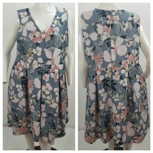 Lane Bryant 22W Dress Lined Floral Sleeveless Zip